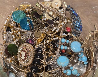 Mystery Vintage to Modern Jewelry Lot | Wearable Repair | Mixed Metals | Some Signed Collectible Jewelry | 0220