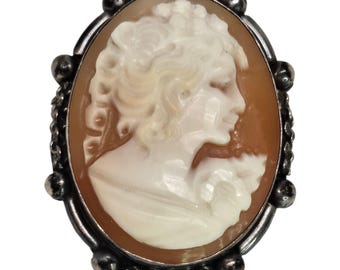 Cameo Sterling Silver Vintage Brooch Pin Pendant  Amazing Jewelry Piece Unique RARE Great Piece for Collectors