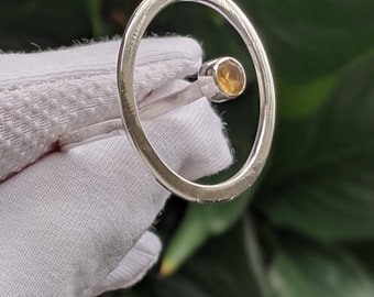 Anello minimalista con citrino, cerchio in argento sterling 925, collezione Galaxy