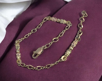 Bracciale a catena multi-tono in oro Black Hills / Misura 7 / Marchio di garanzia / 2,64 g / Gioielli in oro in stile vintage