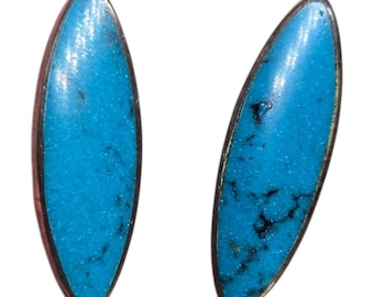Vintage TAXCO Marquise Cut Turquoise Sterling Silver Earrings – Elegant 1” Drop – 5.53g - Unique and Collectible
