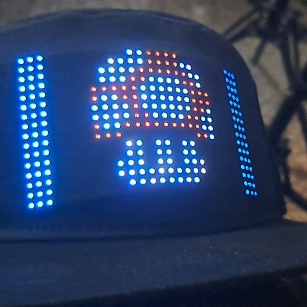 Large screen LED HAT (Fully Customizable) Animated screen. Don't be fooled by other hats with smaller display!!