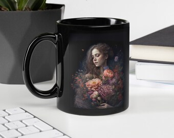 Bloom by Aurelia Corvinus: Black Glossy Coffee or Tea Mug