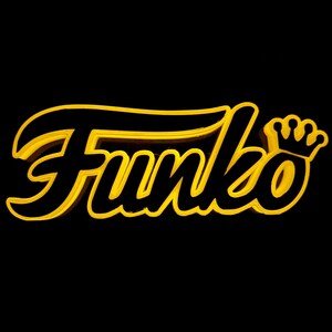 Letrero Funko impreso en 3D que brilla en la oscuridad (amarillo): 220 mm (8,6 pulgadas)