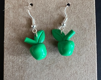 Green Apple Earrings made with Lego