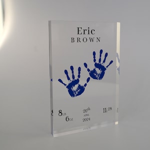 Newborn Handprint Acrylic Plaque, Baby Footprint Picture Frame, Personalized Baby Gift, Baby Shower Gift, Custom Birth Details,Newborn Gift