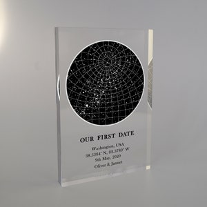 La nostra mappa stellare per il primo appuntamento, regalo di anniversario, regalo per coppia, regalo di nozze, blocco acrilico personalizzato, stampa del cielo notturno, mappa stellare personalizzata