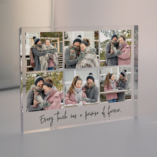 Personalized Photo Acrylic Block Plaque, Freestanding Crystal Photo Gift, Custom Anniversary Gift, Gift for Couple, Engagement Gift