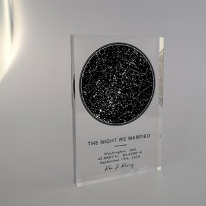 La nuit où nous nous sommes mariés Carte d’étoiles personnalisée, Cadeau de mariage, Bloc acrylique personnalisé, Impression du ciel nocturne, Cadeau d’anniversaire, Cadeau pour couple, Carte des étoiles