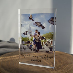 Freestanding Crystal Photo Gift, Personalised Photo Acrylic Block Plaque, Custom Acrylic Photo Block, Anniversary Gift, Gift for Couple