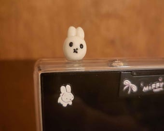 Peek-A-Bun Phone Hipper - Handmade Polymer Clay Bunny Phone Hipper Charm | Cute Phone Decor | Kawaii Desk Buddy
