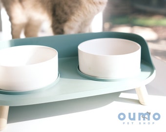 Chubby Pet Bowls Set | Ceramic Dinner Bowls for Cats & Dogs | Elevated for Support and Comfort | Dishwasher Safe | Pet lover Holiday gift