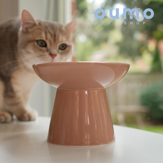 Elevated Ceramic Pet Food Bowl for Cats - Handmade, Ergonomic, Wide Open Feeder, Cute cat gift | PERFECTLY IMPERFECT Petals Collection