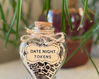 Date Night Jar, Heart Shaped, Birthday, Wedding, Couples, Valentine's Day, Anniversary, Christmas