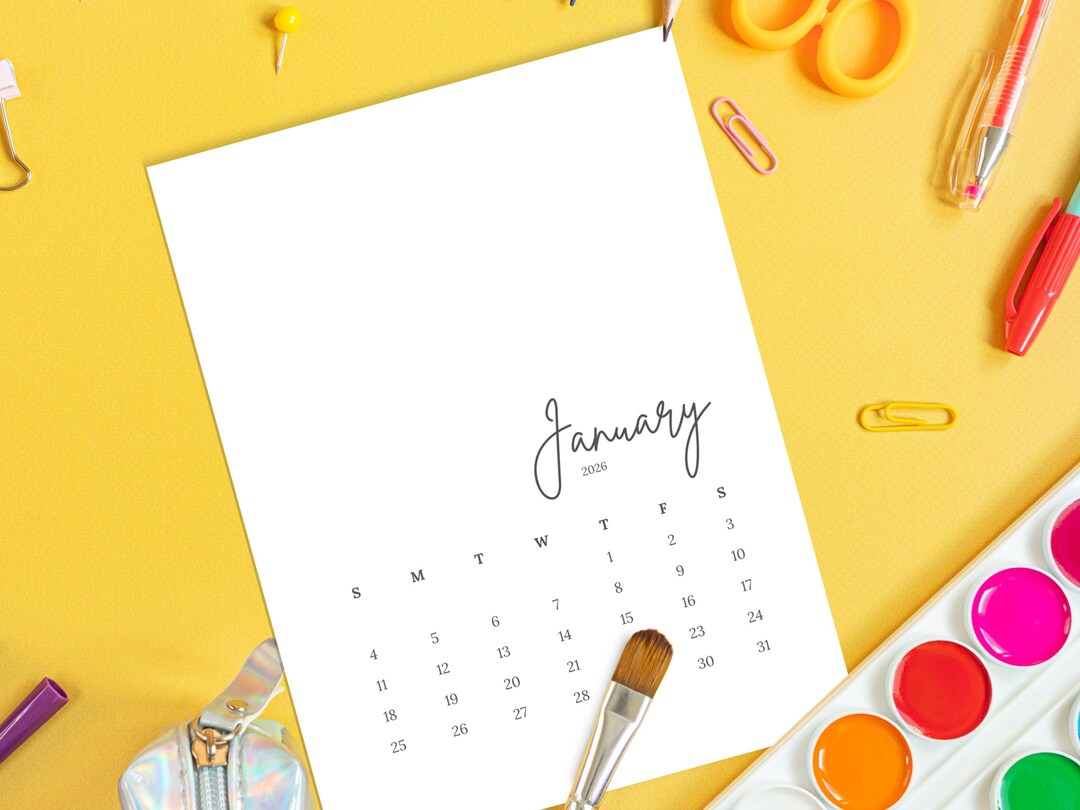 Blank 2026 Calendar Printable 8.5x11 Template for DIY Projects Etsy