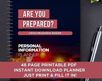 Pianificatore di emergenza familiare stampabile / Lista di controllo delle informazioni personali (PDF)