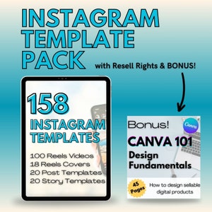 Instagram Content Template Pack | 158 Neutral Boho Style Templates | Reels, Covers, Stories, Posts + Bonus Canva Guide | MRR & PLR Rights