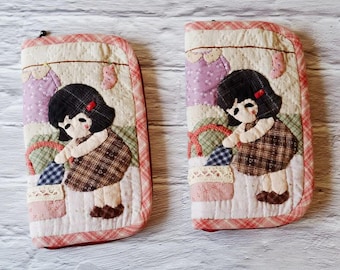 Japanese Patchwork Quilted Purse: Handmade Cosmetic & Organizer Pouch