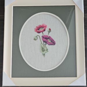 Handmade Embroidered Flower Picture: Framed Floral Wall Art