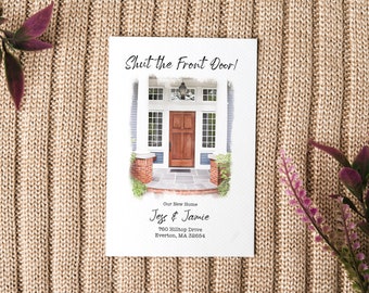 Watercolor House Portrait Moving Announcement Card: Custom Address Change, Printed or Digital