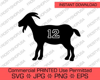 Geit 12 Tom Brady | Commercieel gebruik toegestaan, Downloadbaar bestand, Cricut, Clipart, Instant Download, Clip Art, Jpg, SVG