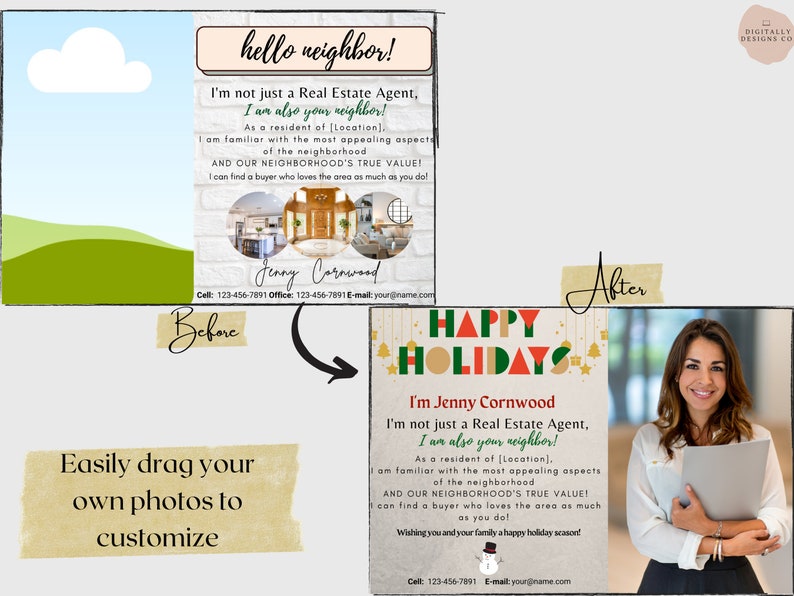 Real Estate Holiday Postcard Template Holiday Real Estate Marketing