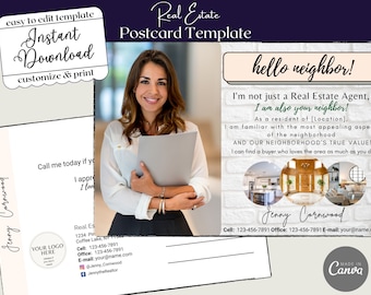 Real Estate Postcard Canva Template | Hello Neighbor Card | Real Estate Farming Card | Realtor Postcard | Farming Material