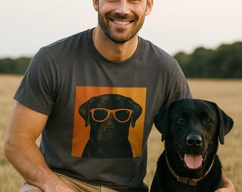 Camiseta de Labrador Negro, Estampado Retro de Perro, Camiseta Unisex de Labrador