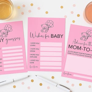 Baby-Duschspiele / pinke Aktivität / druckbares Bundle / Ratschläge, Wünsche, Vorschauen - Sofortiger Download PDF siehe meine Liste für passende Artikel