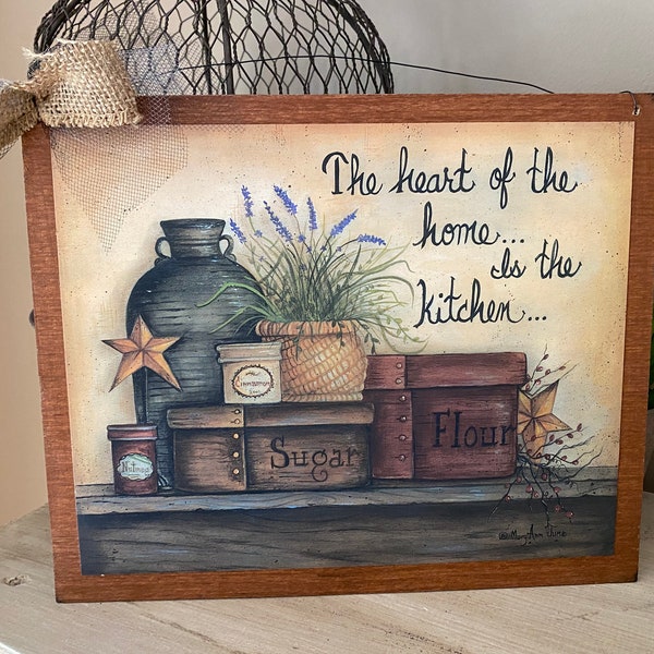 The heart of the home is the kitchen country wooden sign