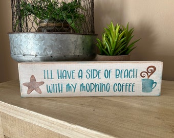 Beach mini block coffee signs farmhouse coastal wooden plaques summer