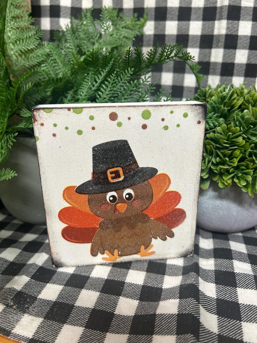 Turkey Gobble Rustic Block: Tier Tray Fall Thanksgiving Decor - Etsy