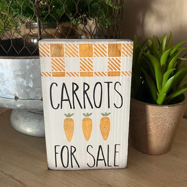 Carrots Wood Block Sign, Easter Tiered Tray Decor