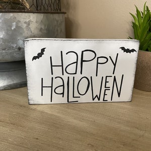 Mini Happy Halloween wood tiered tray decor fall home decorations wooden sign