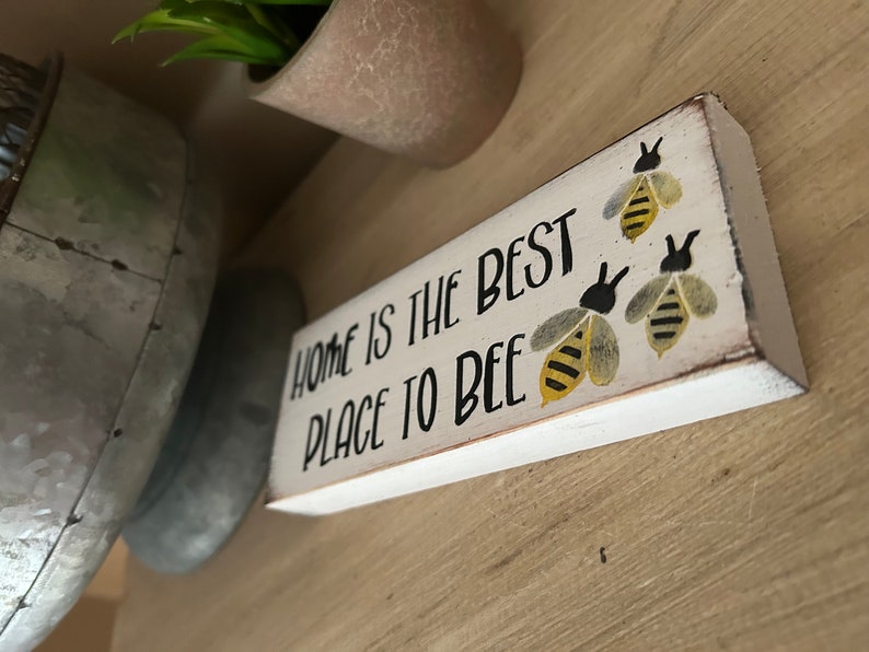 Bee Block Sign Bee Mini Block Signs Farmhouse Kitchen Plaques Spring Decorations ...