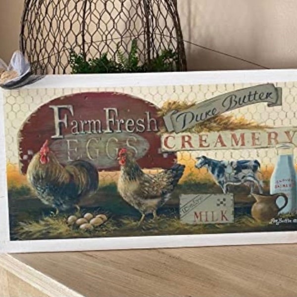 Rooster chickens eggs farmhouse kitchen chicks home decor signs assorted styles country