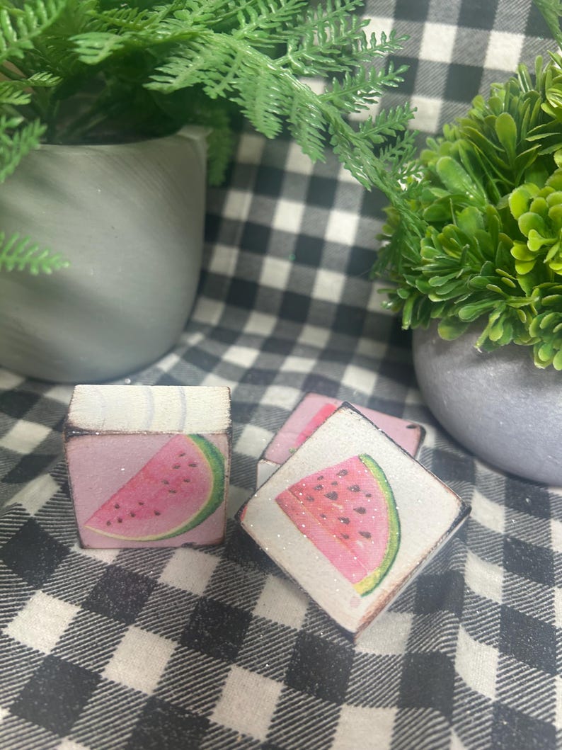Watermelon Block Set Pink Watermelon Summer Wooden Mini Block Sign Set 3 - Etsy