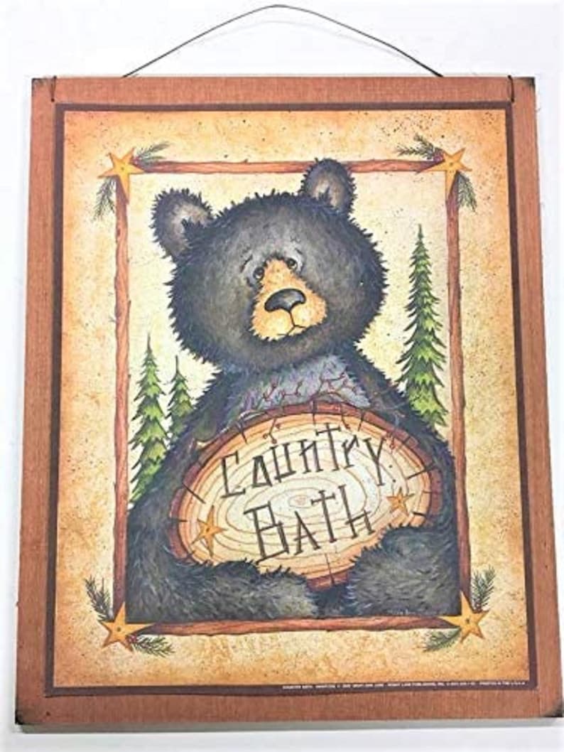 Bear Bathroom Decor Outhouse Country Primitive Cabin Camper Etsy