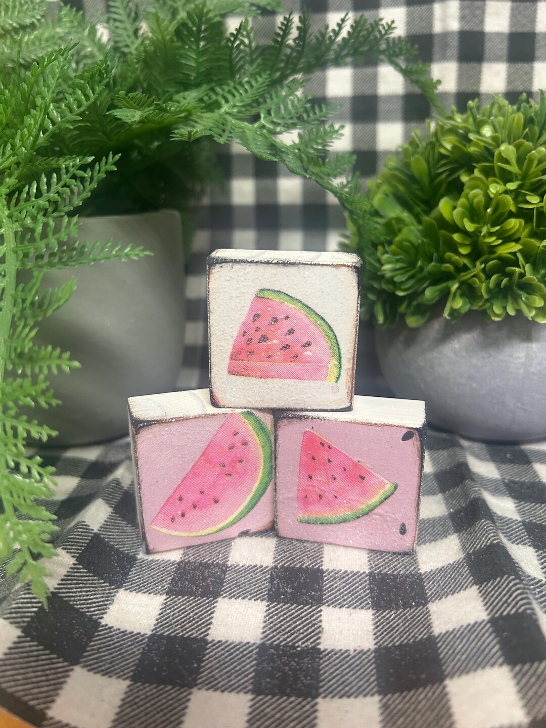 Watermelon Block Set Pink Watermelon Summer Wooden Mini Block Sign Set 3 - Etsy