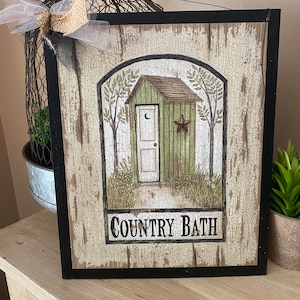 Outhouse country bath bathroom home decor hanging wood wall plaque sign
