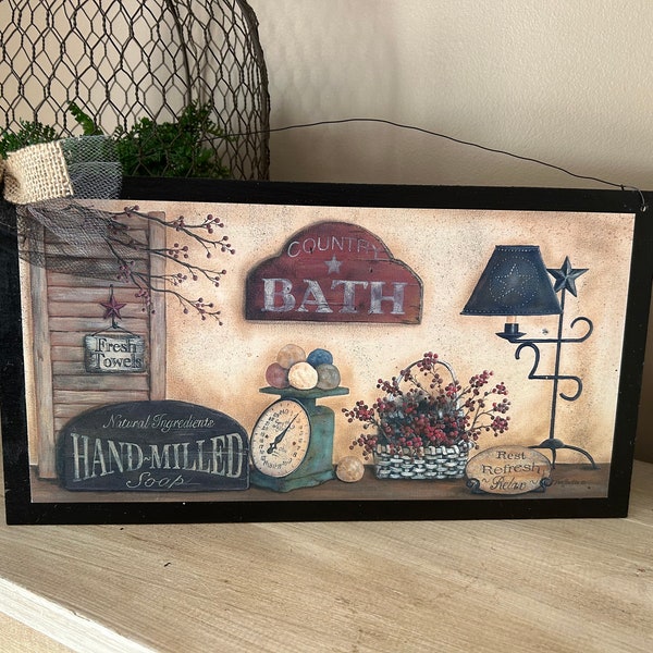 Handmilled soap fresh towels country bath farmhouse bathroom home decor hanging wall plaque sign