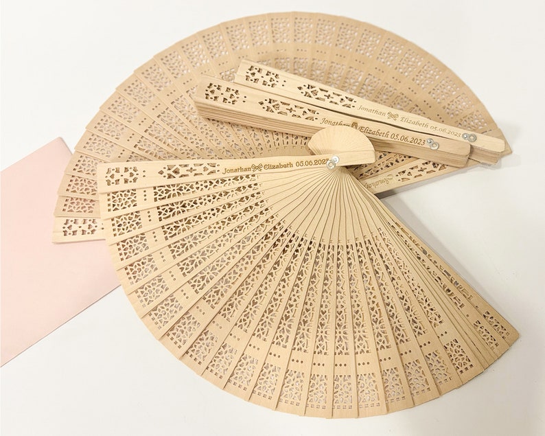 Personalized Hand Fan Wedding, Custom Sandalwood Hand Fans, Rustic Fans,Hand Fan folding,Hand Fans Bulk,Favors For Guests in Bulk Fan Favors image 5