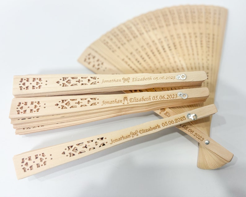 Personalized Hand Fan Wedding, Custom Sandalwood Hand Fans, Rustic Fans,Hand Fan folding,Hand Fans Bulk,Favors For Guests in Bulk Fan Favors image 3