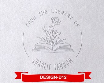 Personalize Book Embosser | Book Stamp | From The Library of | Library Stamp | Floral Book Stamp | Custom Stamp| Book Lover Gift