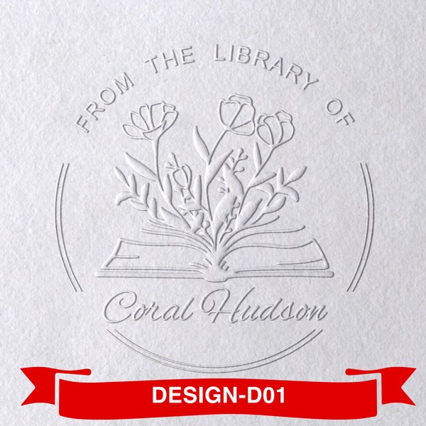 Book Embosser, From the Library of Book Stamp,Library Embosser,Custom From the Library of Book Stamp