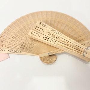 Personalized Hand Fan Wedding, Custom Sandalwood Hand Fans, Rustic Fans,Hand Fan folding,Hand Fans Bulk,Favors For Guests in Bulk Fan Favors image 4