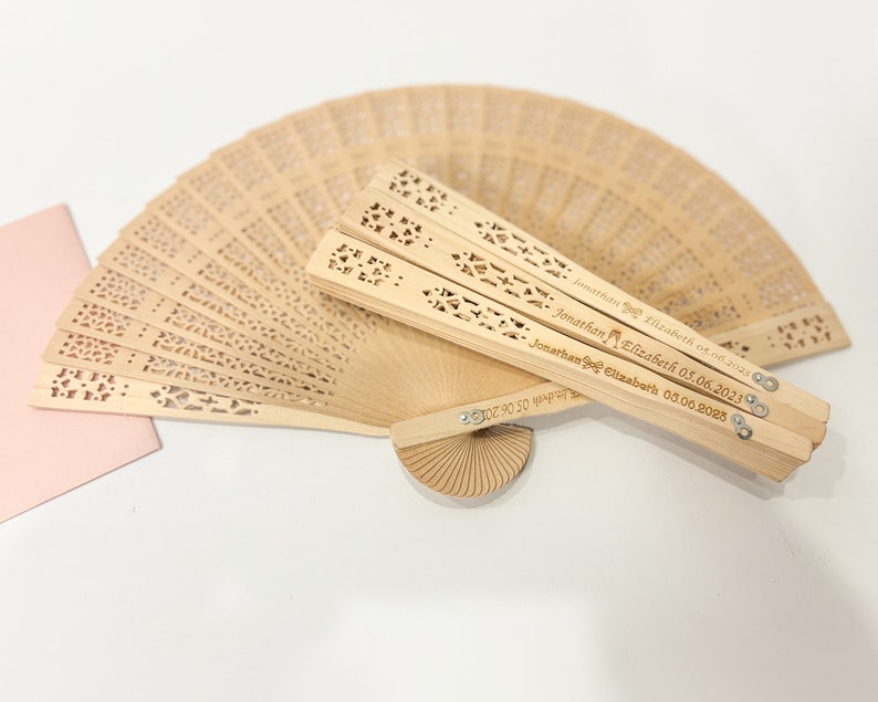 Personalized Hand Fan Wedding, Custom Sandalwood Hand Fans, Rustic Fans,Hand Fan folding,Hand Fans Bulk,Favors For Guests in Bulk Fan Favors image 4