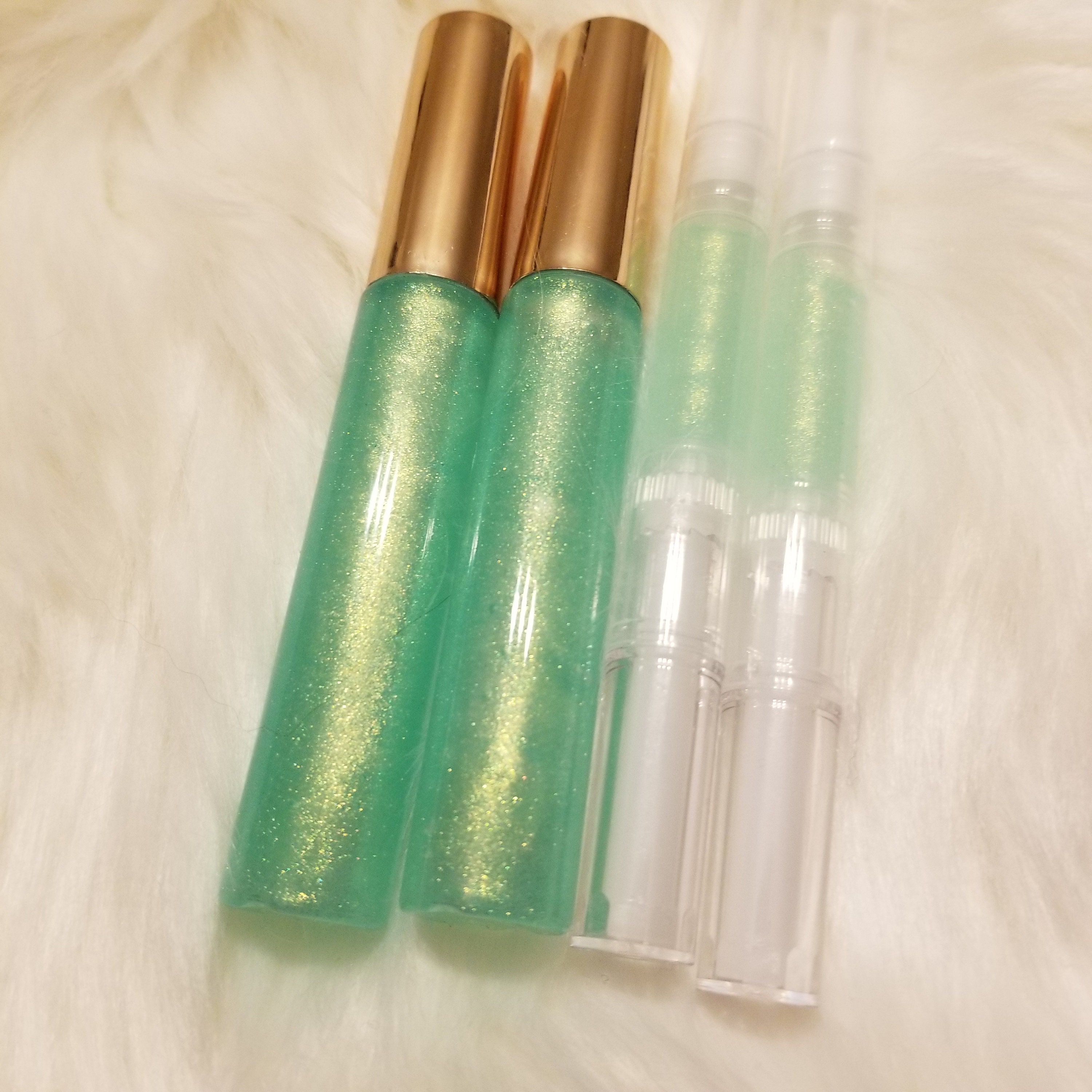 Green Apple Scented Shimmer/glitter Lip Gloss 10ml & 3ml Moisturizing,  Shiny Limited Edition 