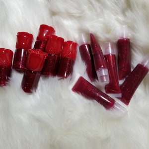 Cherry Scented Red Glitter w/tint Lip Gloss - 10ml - Moisturizing, Shiny!