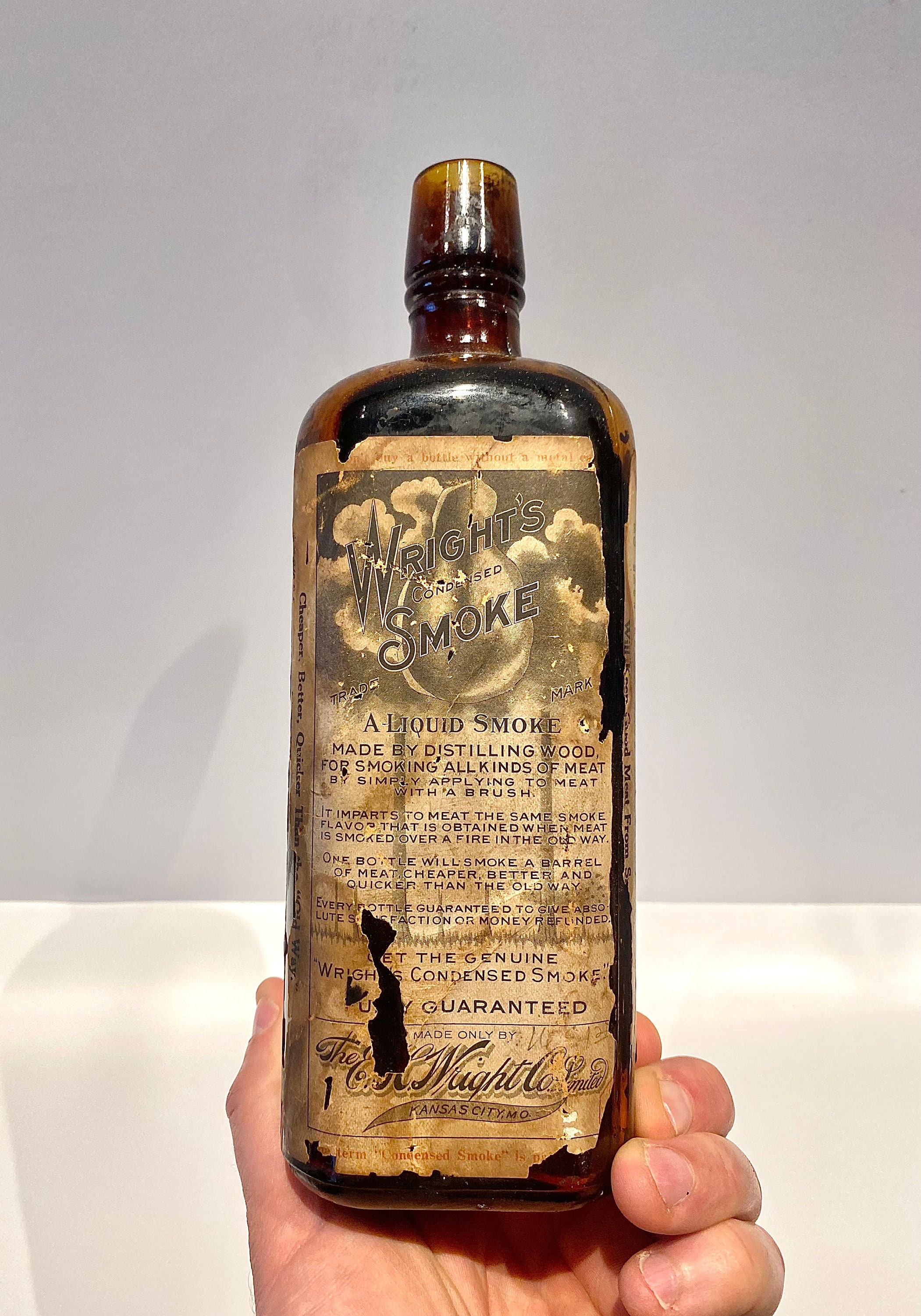 Antique Wrights Condensed Smoke Vintage Bottle & Authentic Label Etsy